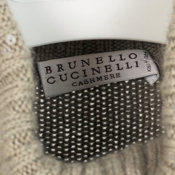 Brunello Cucinelli Grey Cashmere Sequin Turtleneck Sweater - Picture 8 of 9